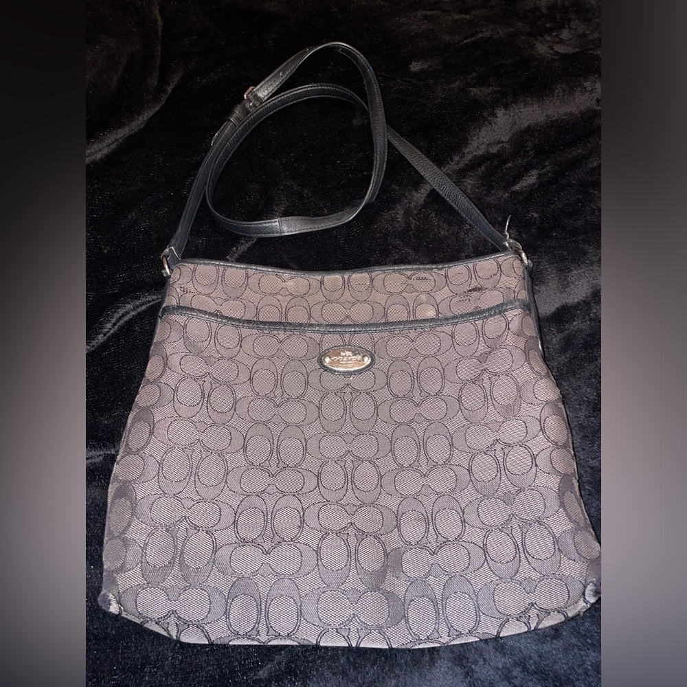 COACH F36182 Signature Jacquard File Bag - Black/Dark Gray